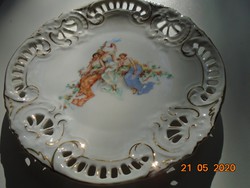 Art Nouveau openwork, relief decorative plate with allegorical scene