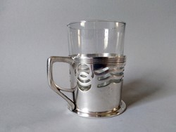 Argentor szecessziós üvegbetétes pohár 1910