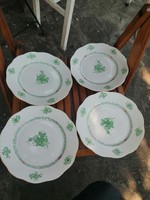 4 db Herendi zöld Apponyi süteményes tányér