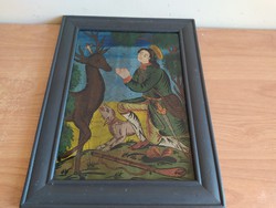 Régi üvegre festett szentkép,ikon 1800-as évek?  hinterglasbild