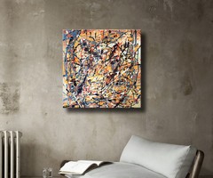 Vörös Edit: Jackson Pollock Style Abstract N21017 40x40cm