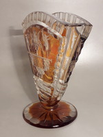 Antik régi csiszolt kristály üveg váza vagy szalvéta tartó