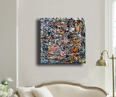 Vörös Edit: Jackson Pollock Style Abstract N21016 40x40cm