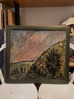 Klie Zoltán painting, 52x58 + unopened frame, oil, wood fiber or cardboard
