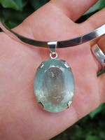 Wedding aquamarine silver pendant and necklace