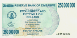 Zimbabwe 250 000 000 millió dollar 2008 UNC