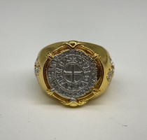 Aranyozott arany színű jeruzsálemi 925 ezüst gyűrű