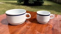 Alföldi vitrin teás és kávés csésze kék csíkos retro pohár menza
