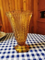 Gyönyörű borostyán színű üveg váza 23 cm magas