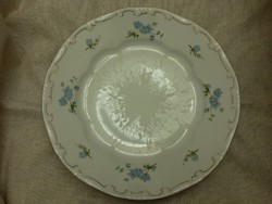 5db Zsolnay kék barackvirágos arany tollas szélű lapos tányér
