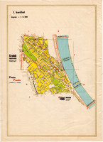 Budapest - I. kerület térkép 1948, hirdetés, reklám, 24 x 33 cm, főváros, Buda, Vérmező, Attila út
