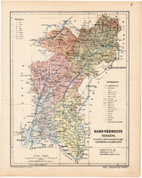 Bars vármegye térkép 1904, megye, Nagy - Magyarország, eredeti, Kogutowicz Manó, atlasz