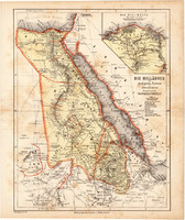 Nílus vidéke térkép 1871, lexikon melléklet, német nyelvű, eredeti, Egyiptom, Núbia, Afrika, 24 x 28