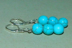 Turquoise stony mineral earrings