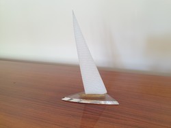 Retro régi hajó műanyag plexi vitorlás balatoni emléktárgy emlék 18,5 cm
