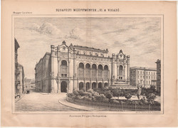 Vigadó, egyszín nyomat 1885, Magyar Lexikon, Rautmann Frigyes, Budapest, épület, műépítmény, Pest