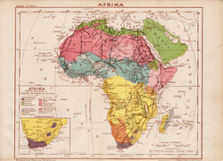 Afrika térkép 1885, Magyar Lexikon, Rautmann Frigyes, Szahara, Nílus, Egyiptom, Somal, Fokföld