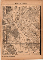 Budapest térkép 1885, Magyar Lexikon, egy színű nyomat, Kőbánya, Óbuda, főváros, Buda, Pest, város