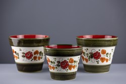 Tyrolean schramberg handgemal, porcelain pots, 3 pieces, marked, numbered, hand painted.