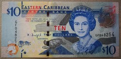 Kelet-Karibi Államok 10 Dollár UNC 2015