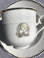 Elegáns hófehér arany szegélyû Hollóházi Douwe Egberts kávés csésze