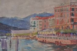 Félix Widder (1874-1939): Mediterrán kilátás a Bellagio kikötőre