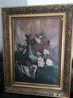 Antique Biedermeier flower still life original marked work in a beautiful frame