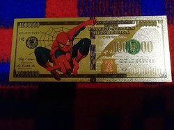 Új - színes + aranyozott, plasztik  Spiderman 1000000 $
