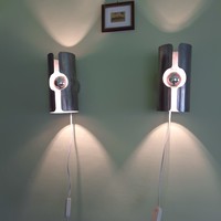 Krómozott ipaművészeti különleges fali lámpa párban