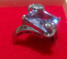 Új! Jelzett Sterling Ezüst Gyűrű Ametiszt Kővel Markazit Köves Foglalatban