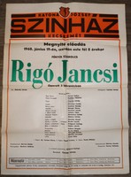 Plakát - kecskeméti Katona József Színház, Rigó Jancsi előadás, 1968