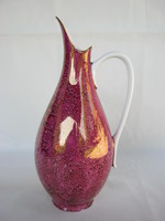 Hollóházi porcelán lüsztermázas füles kancsó váza