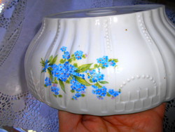 Nagy méret Zsolnay nefelejcses  porcelán pogácsás tál-paraszt tál -vastag , nehéz darab 24,5 cm