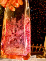 Karcagi nagy méretű  fátyolüveg váza- eredeti papírtikettel   47 cm