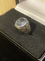 Valódi ezüst vintage antik gyűrű topáz kővel ékszer ezüstgyűrű