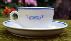 Antik jelzett Zsolnay porcelán utasellátó csésze + kis tányér