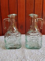 Tabletop oil-vinegar glass pouring pair