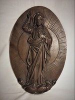 Heavyweight large size bronze wall relief wall ornament Jesus heart holy relic wall image