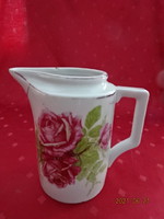 Zsolnay porcelán, rózsa mintás tejkiöntő, magassága 14,5 cm.