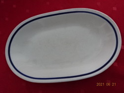 Alföldi porcelán, kék csíkos ovális tányér, hossza 25,7 cm.