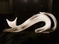 Old titov veles art deco porcelain cat / kitten larger size