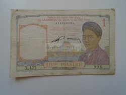 AV831  Régi bankjegy Kambodzsa Laosz Vietnám  1 piaszter ca 1950 F