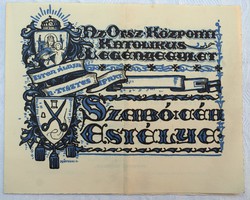 Meghívó 1928 Szabó Czéhünk farsangod táncestjére Országos Központi Katholikus Legényegyesület