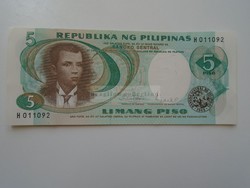AV831  Régi bankjegy Fülöp-szigetek  Philippines  5  pesos ca 1970  UNC
