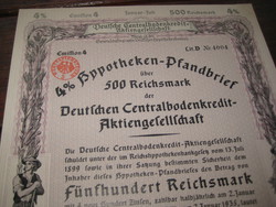 Német  1934.évi  kötvény ,  500 Birodalmi Márka  4 %