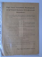 G2021.43 PÁPA Város Forradalmi Bizottságának az új Nemzeti Kormány elé...  1956 októberi nyomtatvány
