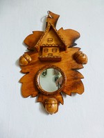 Retro red copper, wooden acorn, mirror with acorn leaves and key holder