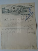 G2021.36 Éliás Mór  Budapest számla 1913 Temesszépfalu  (Temesi Bánság)  Lántz Nándor
