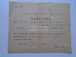 G2021.22 Anweisung -utasítás  8 florin (acht Gulden) befizetéséről  1879  Zeiden Feketehalom Codlea