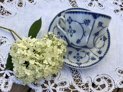 Elegáns kék szalmavirág mintás teás, cappuccinos csészeszett